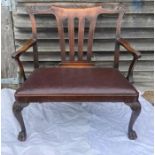 An early 20th cent  oversized Chippendale style open armchair