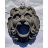 A 19thc cent lead fountain lion and a later cast iron mount