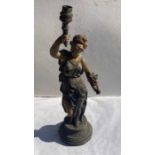 A large early 20th cent Maiden spelter light