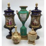 A collection of 19th cent Porcelain vases in Vienna style