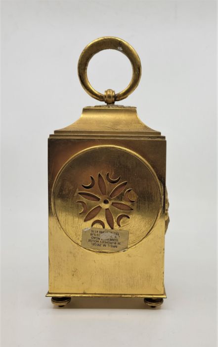 A late 19th century French ormolu officer's clock, bell strike, having white enamel Arabic numeral - Image 2 of 5