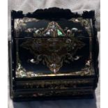 A fine quality large 19th cent papier mache stationary writing box