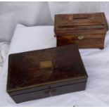 Wooden tea caddy and a writing slope