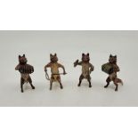 A group of four Austrian cold painted fox musicians, height approx. 6.2cm. (4)