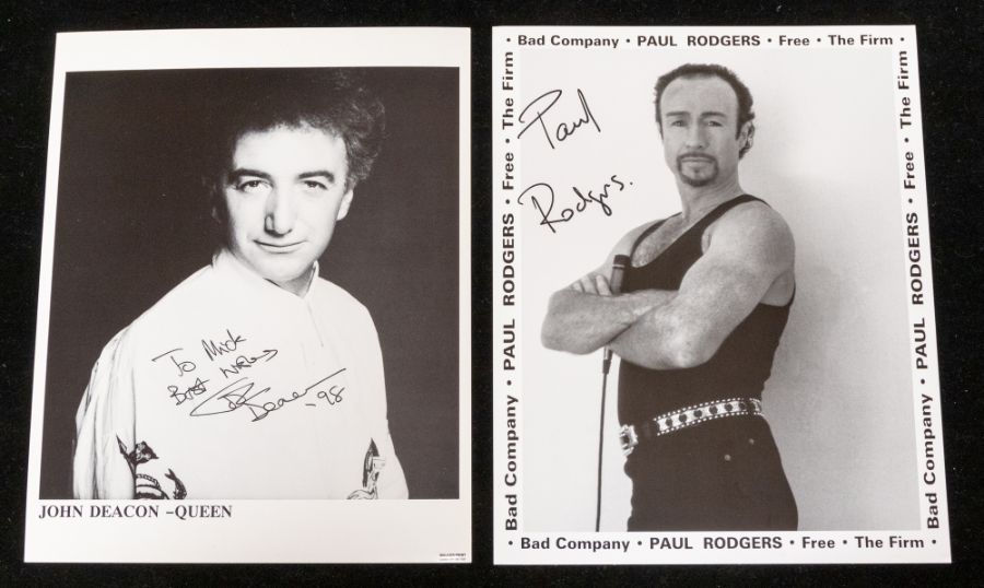 QUEEN - John Deacon - 10 x 8 black and white photograph - Signed to Mick - Best Wishes John