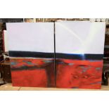 Jenny Pockley diptych oil on gesso entitled 'Crystalise'  each panel measures 213cm x 147cm.