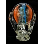 Murano - A large signed glass sculpture, in an abstract multi coloured swirl design. Indistinct