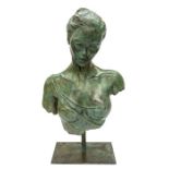 Marie-Paule Deville Chabrolle (b. 1952) - A heavy French patinated painted bronze of a bust of a