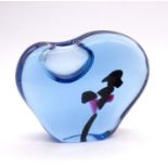 Art Glass; in a stylised heart shape with internal free form design