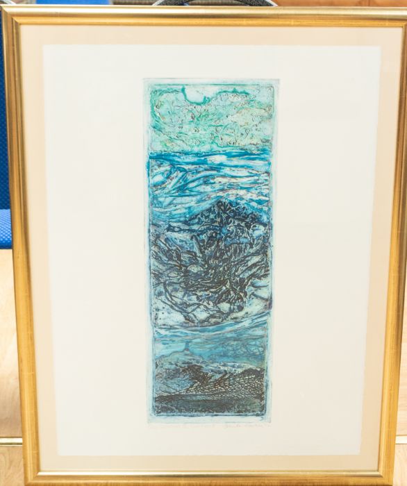 Brenda Hartill  'River Flood' embossed print 31/100, signed underneath. Approx. 23.5cm x 64cm. - Image 2 of 2
