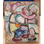 Continental 20th Century School Dancing Couple oil on canvas, 73 x 59cm  signed indistinctly lower