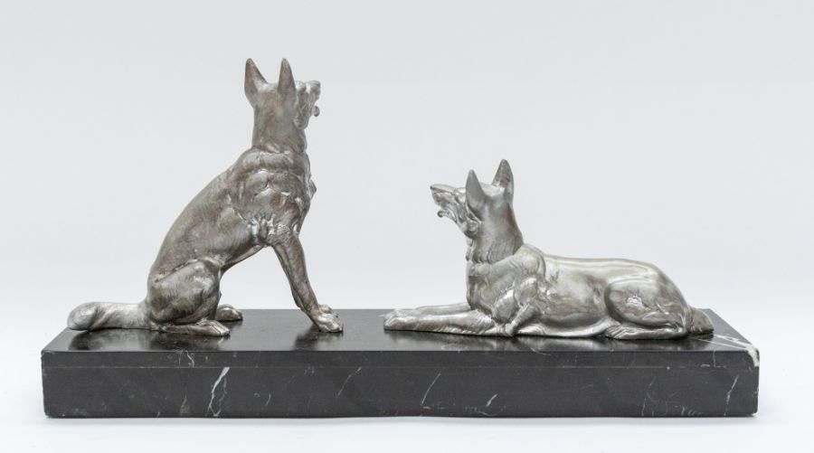 Two Art Deco table/mantle garnitures, with dog and swan detail - Image 5 of 5