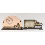 Marble and mirrored Art Deco large mantle clocks
