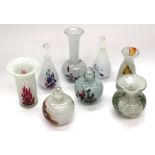 Mdina Glass - A collection of signed art glass, all white swirl design with various coloured