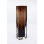 Whitefriars - A 1960s tall glass textured vase in Cinnamon colourway, pattern no.9679 by Geoffrey