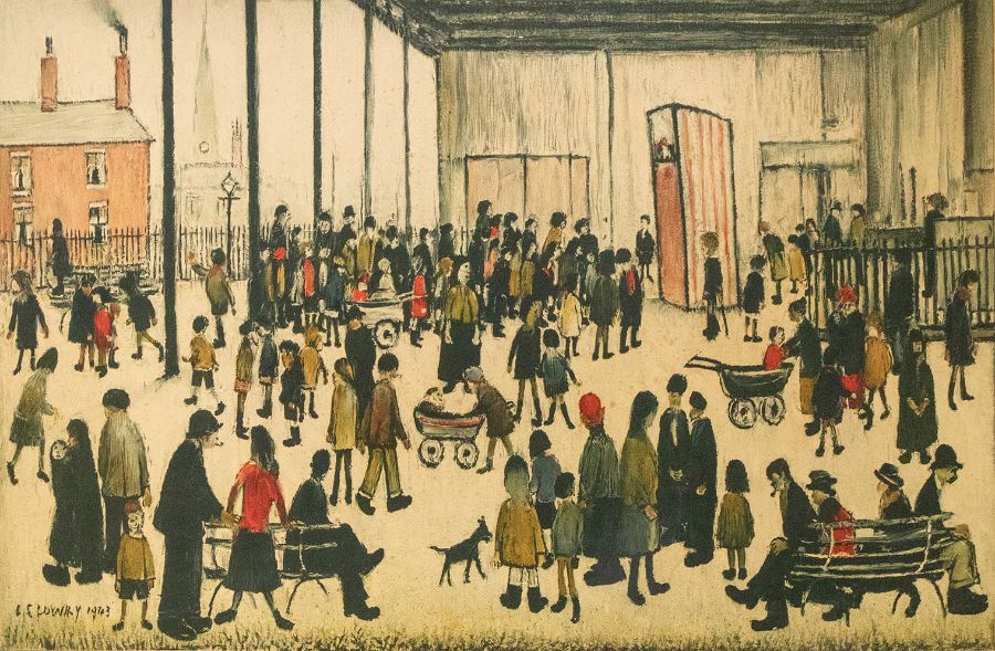 After L.S. Lowry (1887-1976) Punch & Judy  Lithograph produced by Baynard Press for School Prints