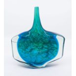 Mdina - A circa 1970's Axe head vase in blue swirl colourway, unsigned but attributed to Michael