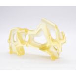 Professor Jan Cerny (1907-1978); a signed yellow pressed glass bull (chipped to underside), original