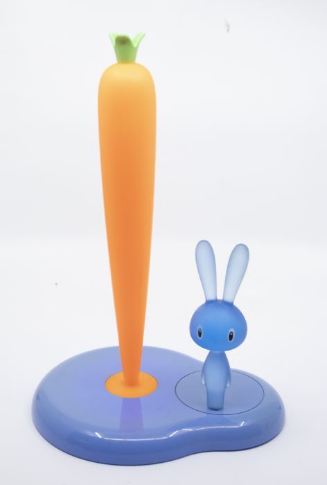 An Italian Alessi "Carrot and Bunny" kitchen roll holder after the design by Stefano Giovannoni (