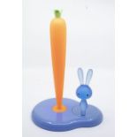 An Italian Alessi "Carrot and Bunny" kitchen roll holder after the design by Stefano Giovannoni (