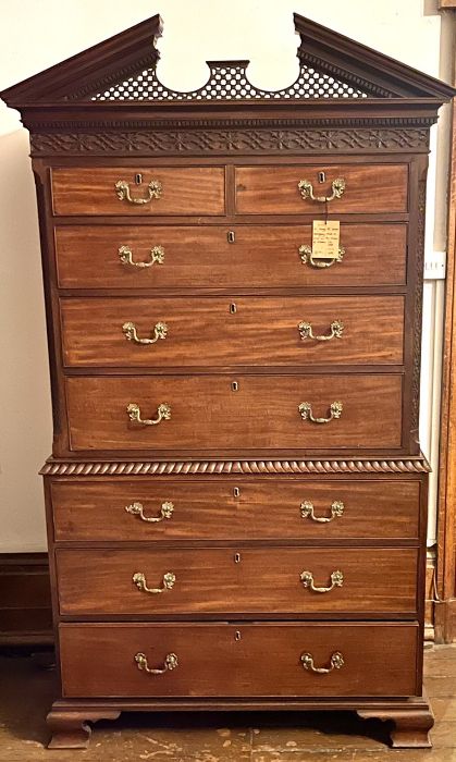 A George III mahogany chest on chest, circa 1760, in the manner of William Vile (1700-1767), - Image 2 of 2