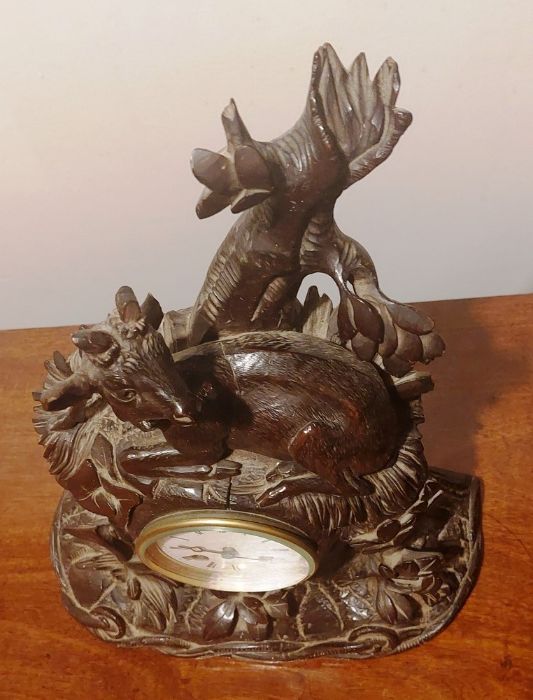 Black Forest Mantel clock with two train French movement serial number 76044 striking on a bell. - Image 2 of 5