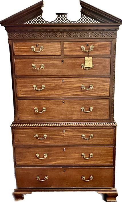 A George III mahogany chest on chest, circa 1760, in the manner of William Vile (1700-1767),