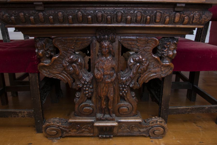 A walnut drawer leaf table, early 17th Century and later, rectangular three planked later oak top - Image 6 of 6