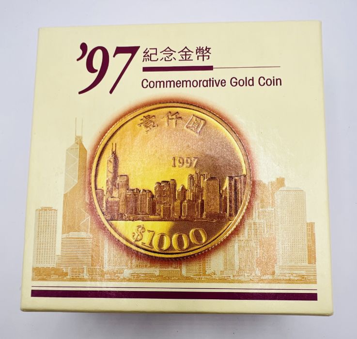 A 1997 Commemorative Hong Kong gold $1000 proof coin. Weight 15.976 grams. Paperwork detailling - Image 4 of 4