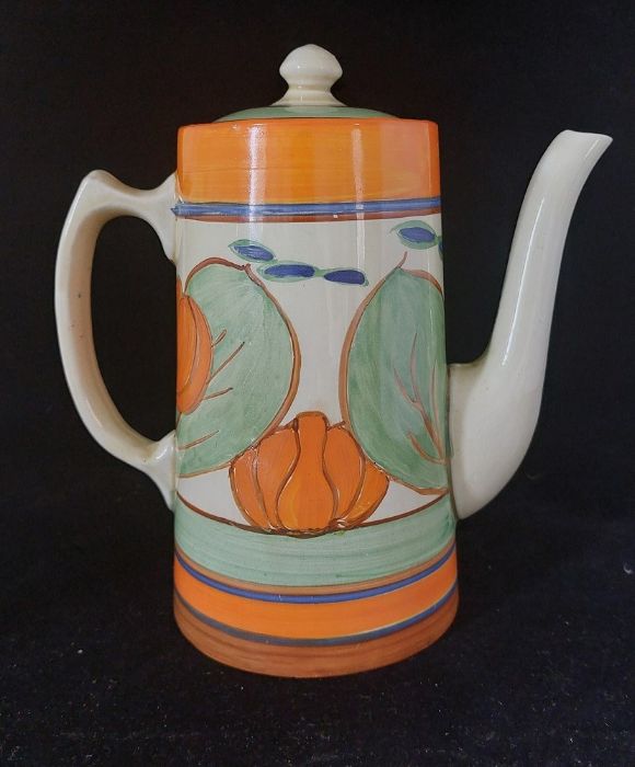 A Clarice Cliff Orange Lily Tankard shape coffee pot from the fantastique range, back stamped as - Image 2 of 5