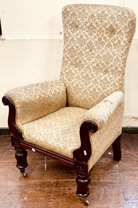 A William IV mahogany library armchair, button bac - Image 2 of 4