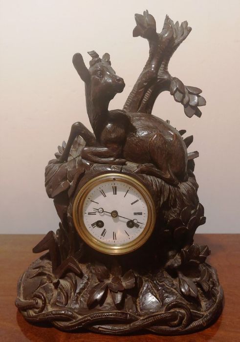 Black Forest Mantel clock with two train French movement serial number 76044 striking on a bell. - Image 5 of 5