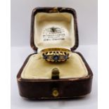 An early 20th century 18ct gold sapphire and diamond half hoop ring. Hallmarked Chester 1913. Size