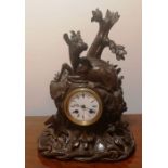 Black Forest Mantel clock with two train French movement serial number 76044 striking on a bell.