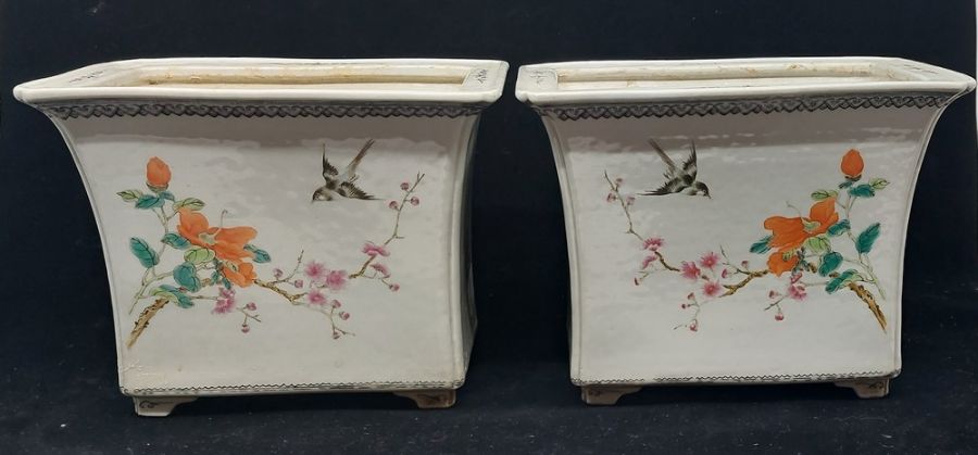 A pair of Chinese famille rose porcelain small table jardinière on stands , Republic period each - Image 6 of 7