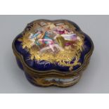 A Sevres-type porcelain and gilt metal mounted box of lobed form, possibly Limoges, early 20th