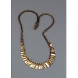 Tri colour 9ct gold Cleopatra necklace, approximate weight 7gm