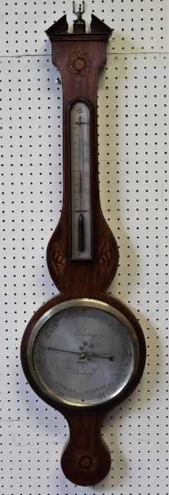 Kalabergo, Banbury, a 19th century mahogany two function wheel barometer, boxwood strung with