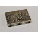 Berthold Muller, a late 19th century silver box of oblong shape, the hinged cover embossed with a