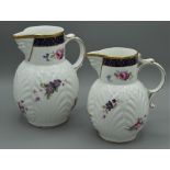 A Coalport copy of the Caughley Mask-Head jug, 17cm, together with another smaller, 14.5cm