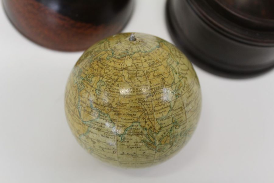 A good reproduction 3 inch globe, ' Woodward's Terrestrial' Housed in a lignum box with domed cover - Image 4 of 4