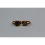 Two 9ct gold signet rings, size T and T 1/2. Gross weight approximately 6.6gm