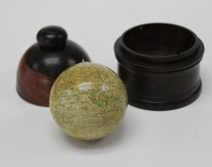 A good reproduction 3 inch globe, ' Woodward's Terrestrial' Housed in a lignum box with domed cover - Image 3 of 4