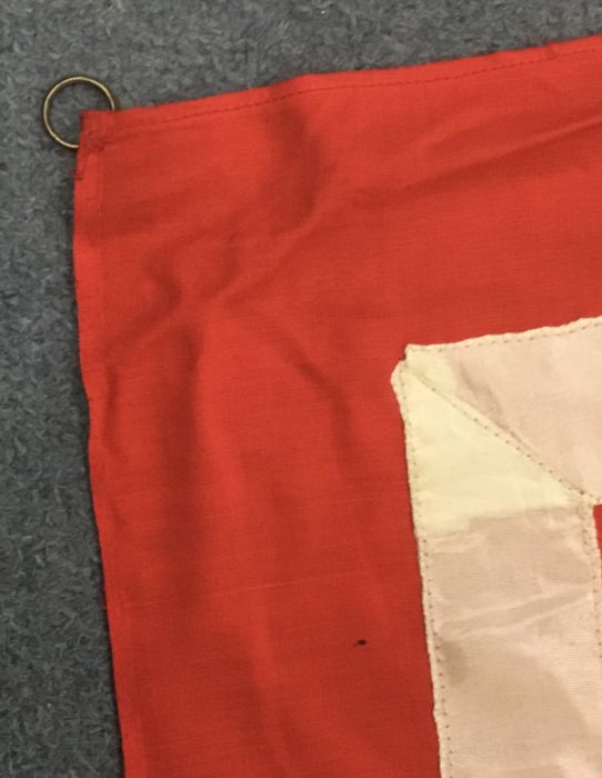 An interesting piece of WW2 ‘War Booty’ - an April 1945 dated NSDAP podium or wall drape. Of red - Image 5 of 6