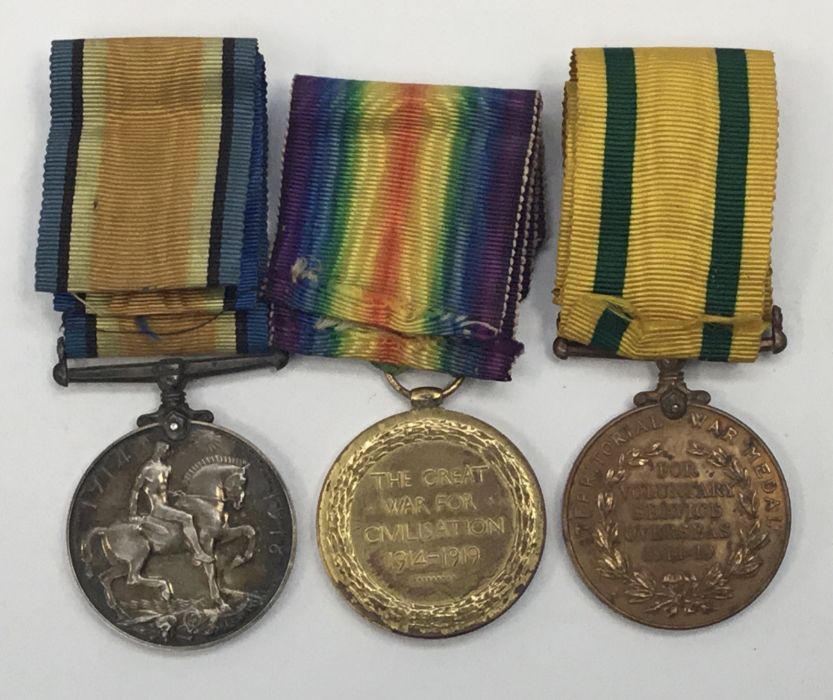 A WW1 Territorial Force War Medal, plus BWM and Victory Medal, nameed to 1435 Pte W.E. Dyke K.S.L.I. - Image 9 of 9