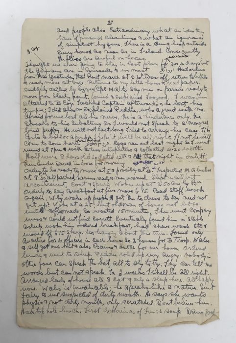 An interesting, insightful and scarce surviving selection of pages taken from an early WW1 war diary - Image 5 of 5