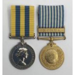 A Korea Medal pair. To include: a cupro nickel Korea named to 22550725 Pte J. Mills. Kings. Plus,