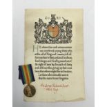 2 WW1 single medals. To include: a Victory Medal and Scroll named to 10560 Pte George R Syrett Welsh