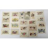 A collection of WW1 era embroidered silk postcards. To include: 2 Royal Flying Corps examples,