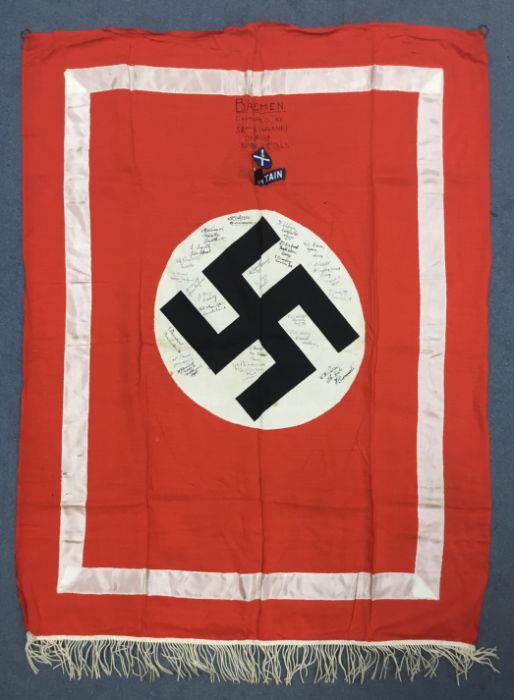 An interesting piece of WW2 ‘War Booty’ - an April 1945 dated NSDAP podium or wall drape. Of red